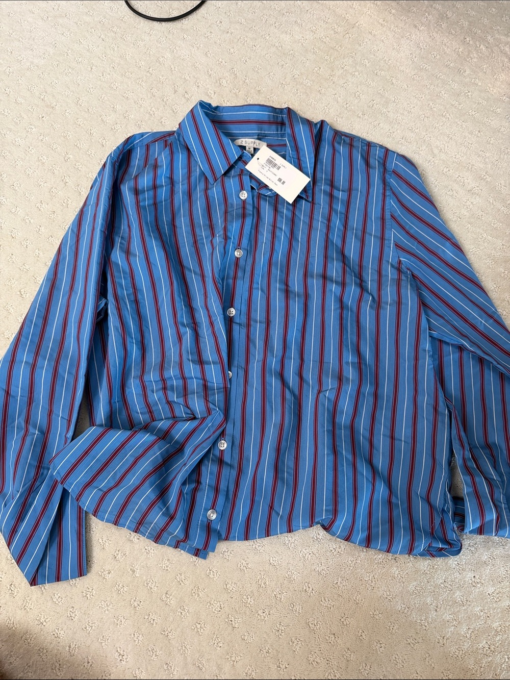 Z Supply Blue Shirt with Red & White Stripes
